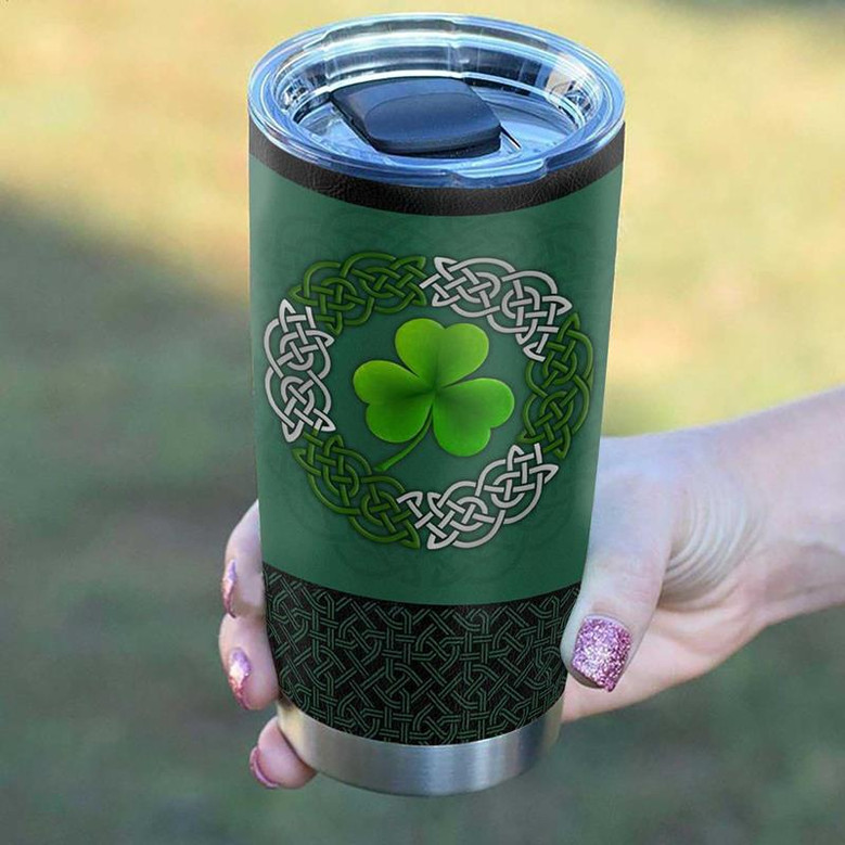 Irish Clover Celtic Pattern Personalized Stainless Steel Tumbler 20Oz