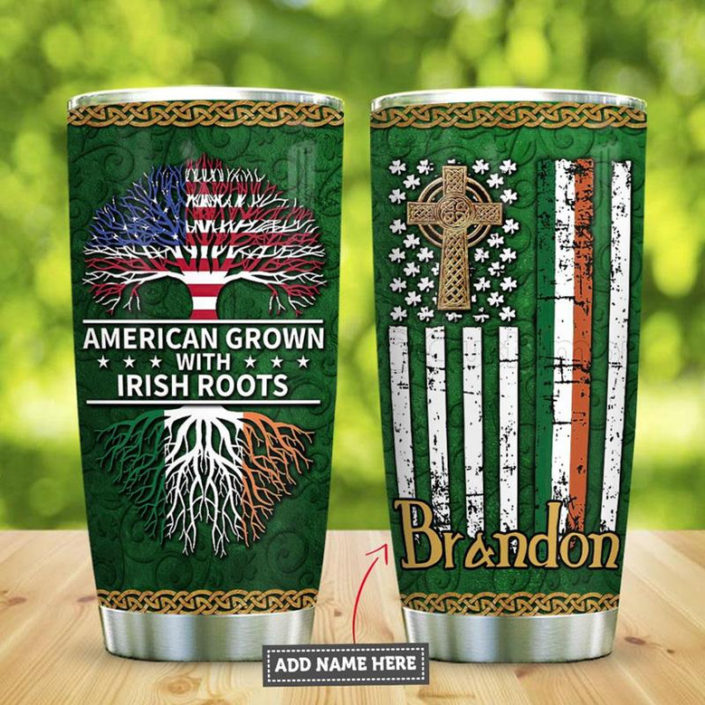 Irish Roots American Personalized Stainless Steel Tumbler 20Oz