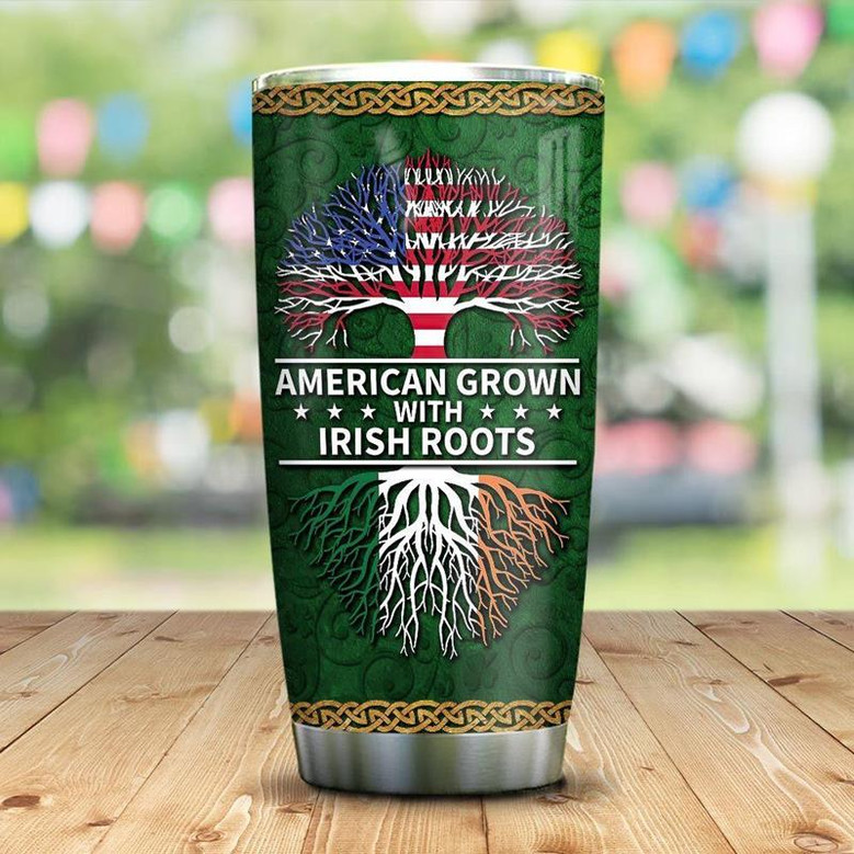 Irish Roots American Personalized Stainless Steel Tumbler 20Oz