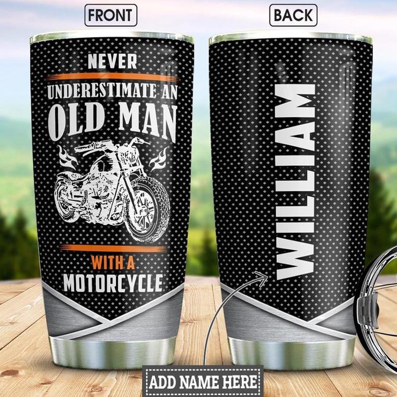 Motorcycle Old Man Personalized Stainless Steel Tumbler 20Oz