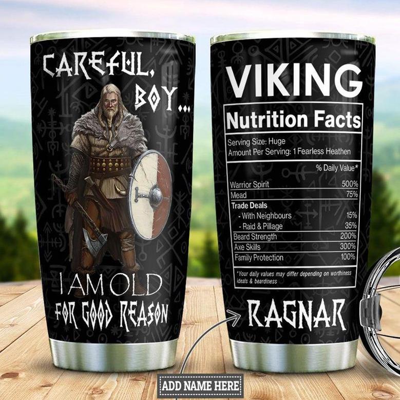 Old Viking Man Personalized Stainless Steel Tumbler 20Oz