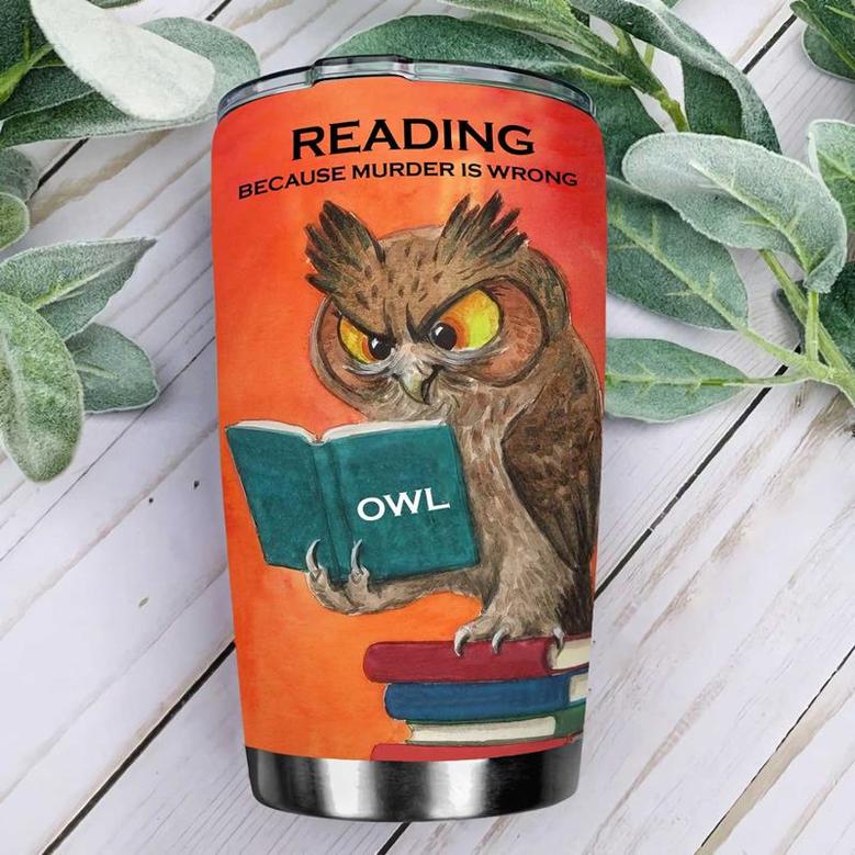 Owl Reading Personalized Stainless Steel Tumbler 20Oz