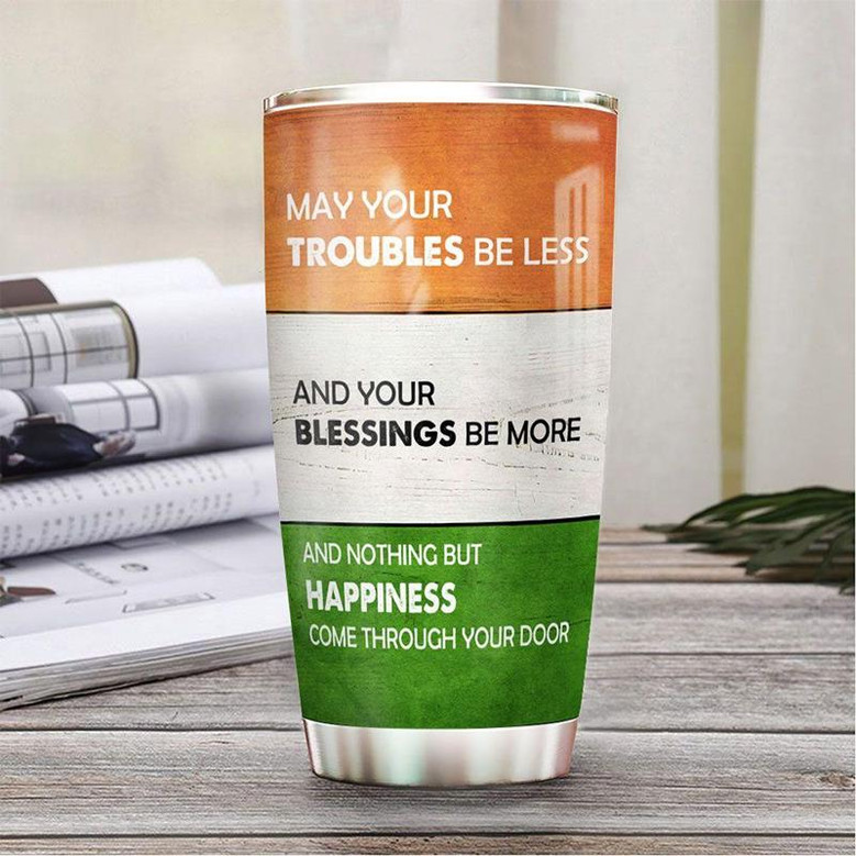 Personalized Irish Wishes Wooden Style Stainless Steel Tumbler 20Oz