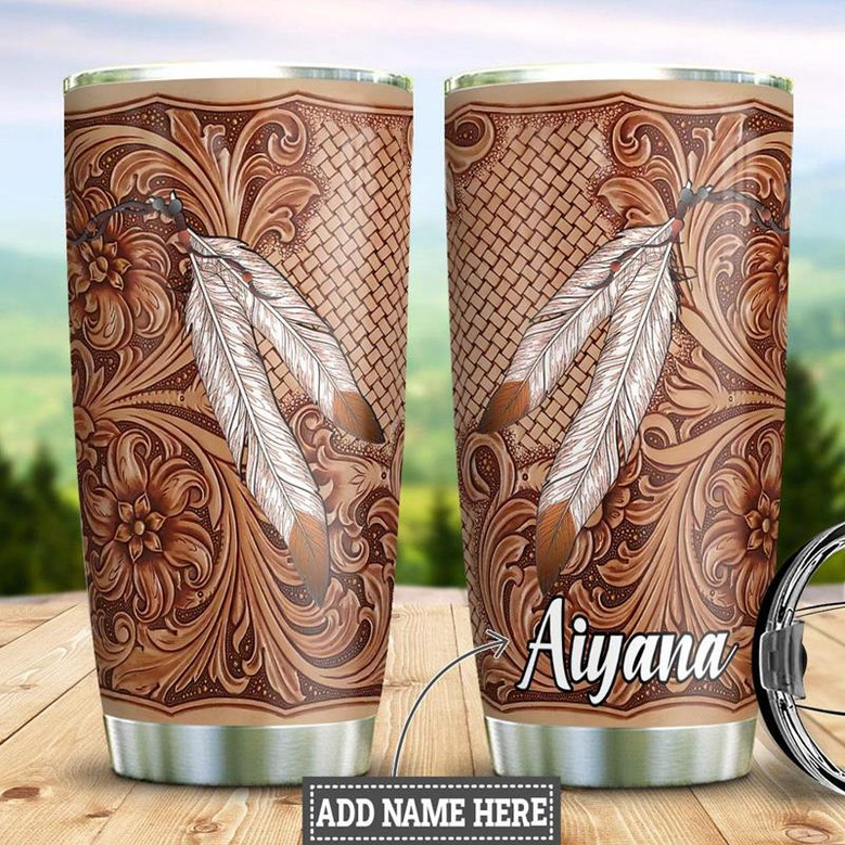 Personalized Native America Leather Style Stainless Steel Tumbler 20Oz