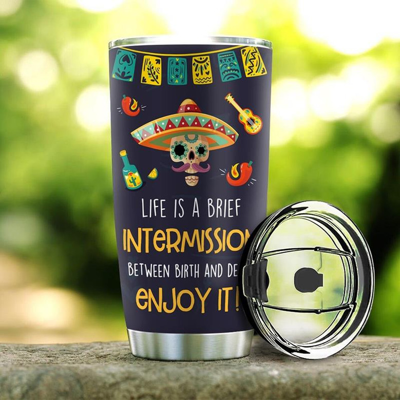Personalized Sugar Skull Enjoy Life Stainless Steel Tumbler 20Oz