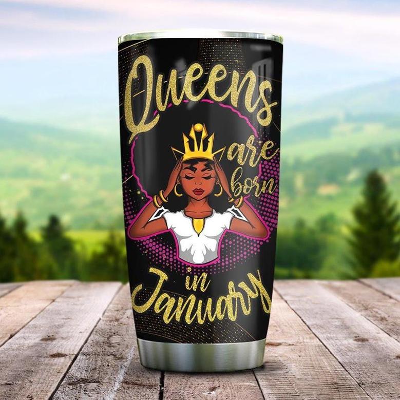 A Queen Was Born January Personalized Stainless Steel Tumbler 20Oz