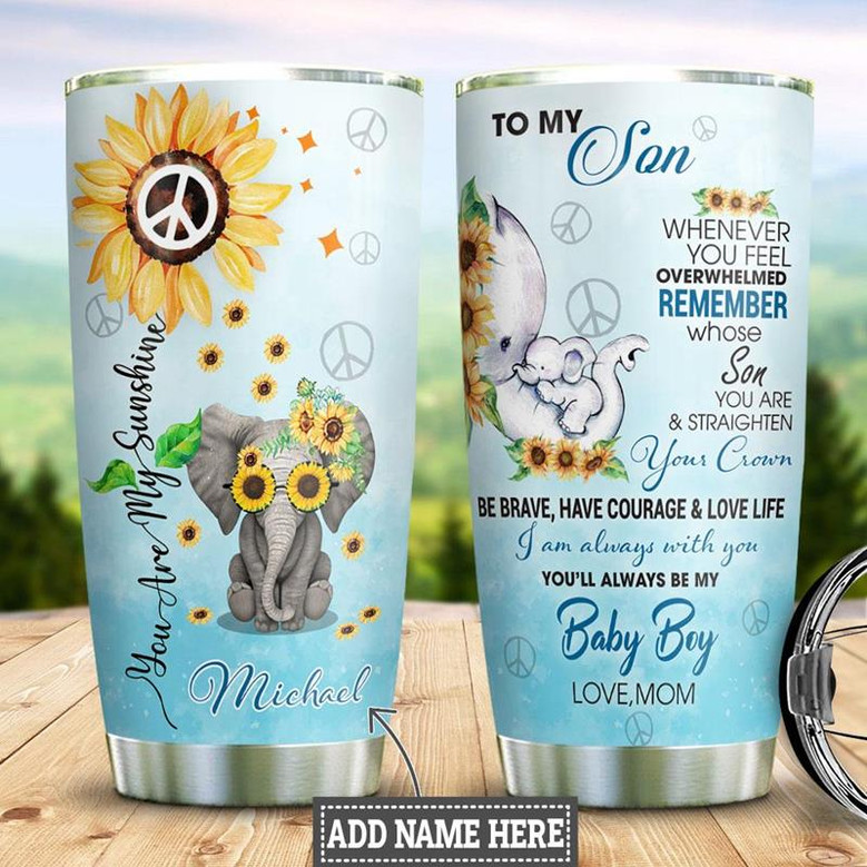 Personalized Hippie Elephant To My Son Stainless Steel Tumbler 20Oz