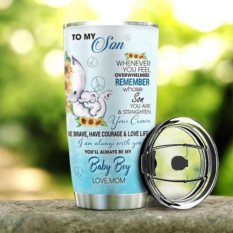 Personalized Hippie Elephant To My Son Stainless Steel Tumbler 20Oz