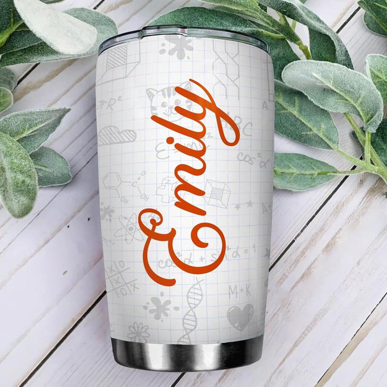 Personalized Kindergarten Teacher Pattern White Stainless Steel Tumbler 20Oz