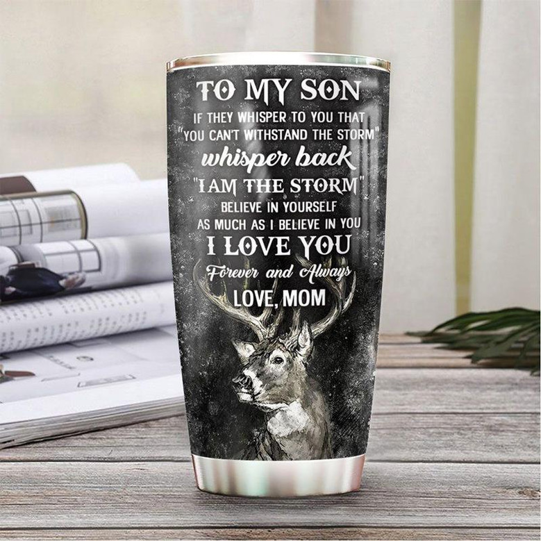 To Son Deer Personalized Stainless Steel Tumbler 20Oz
