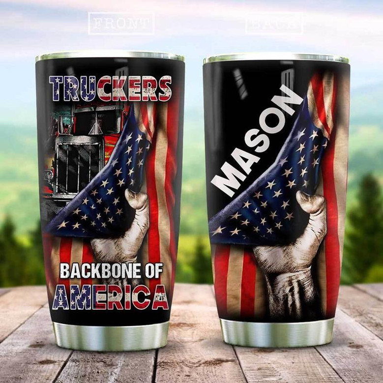 Truckers Backbone Of America Personalized Stainless Steel Tumbler 20Oz