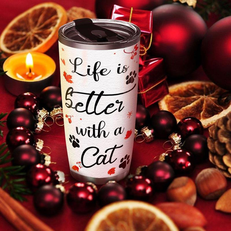 Winter With Your Cat Personalized Stainless Steel Tumbler 20Oz