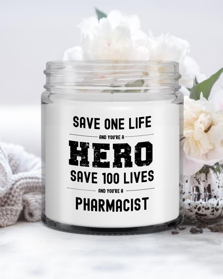 Save One Life Hero Pharmacist Candle| Unique Gift for Pharmacist| Pharmacy School Grad Soy Wax Candle Jar 9oz