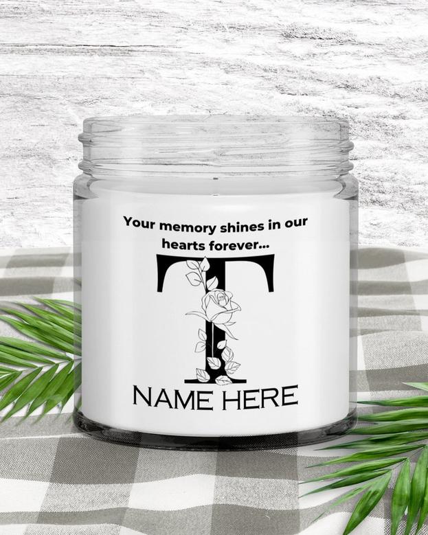 Memory candles for deceased personalized dad, memory candles for deceased mother monogram t memory candle