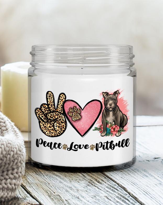 Pitbull Gifts, Gift For Pit Bull Lover, Pit Bull Candle, Peace Love Pitbull