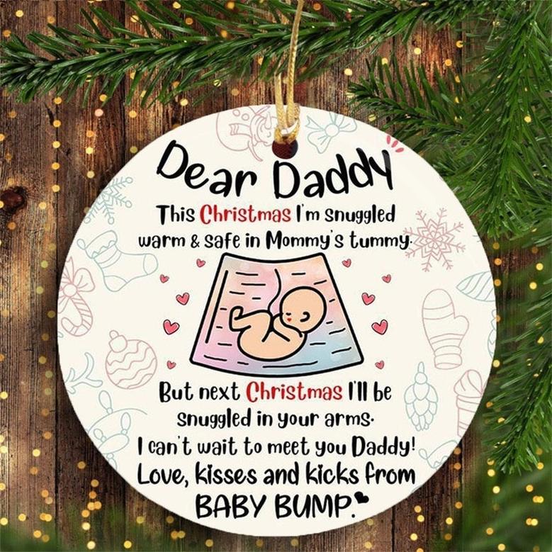 Gift For Dad To Be Next Christmas I’ll Be Snuggled In Your Arms Ornament, Bump's First Christmas, New Dad Gift, Expecting Dad Gift