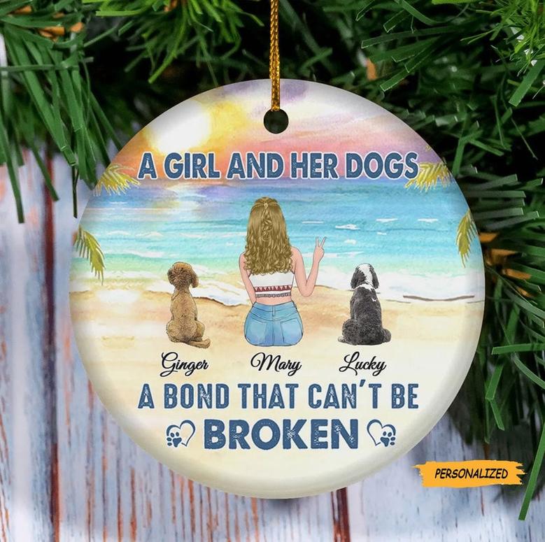 A Girl And Her Dogs, Personalized Custom Dog Ornament, Christmas Gift For Dog Lovers, Gift For Dog Owner, Custom Girl And Dog Gift