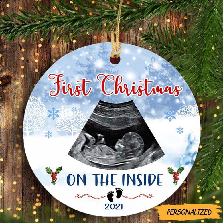 New Parents to be Custom Ornament Baby’s First Christmas On The Inside Personalized Christmas Gift, Mommy and Daddy Gift, Baby Shower Gift