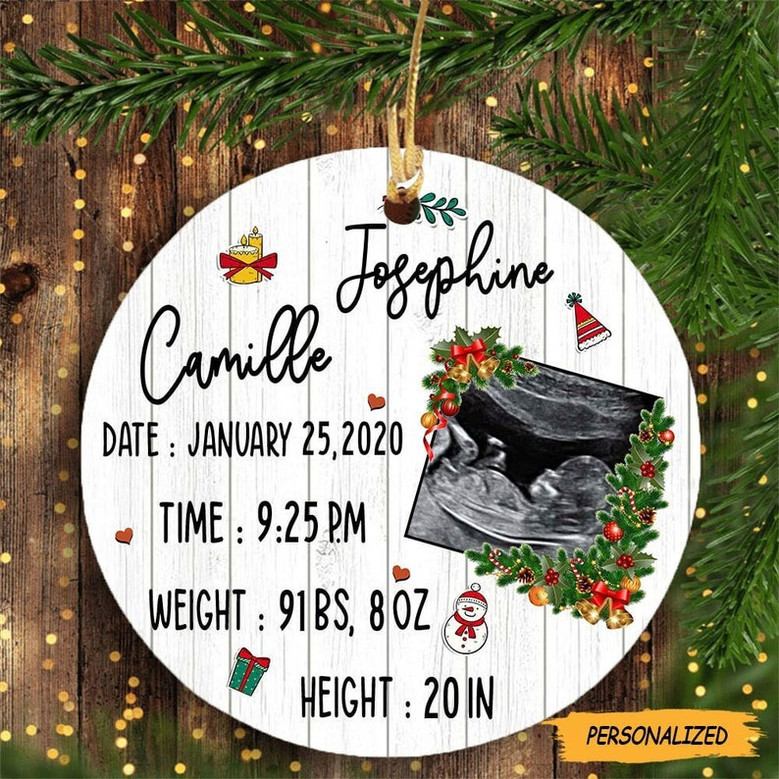 Personalized The Bump Sonogram Custom Photo Ornament, Gift for New Mom and Dad, New Parent Gift, Bump's First Christmas, Gift For The Bump