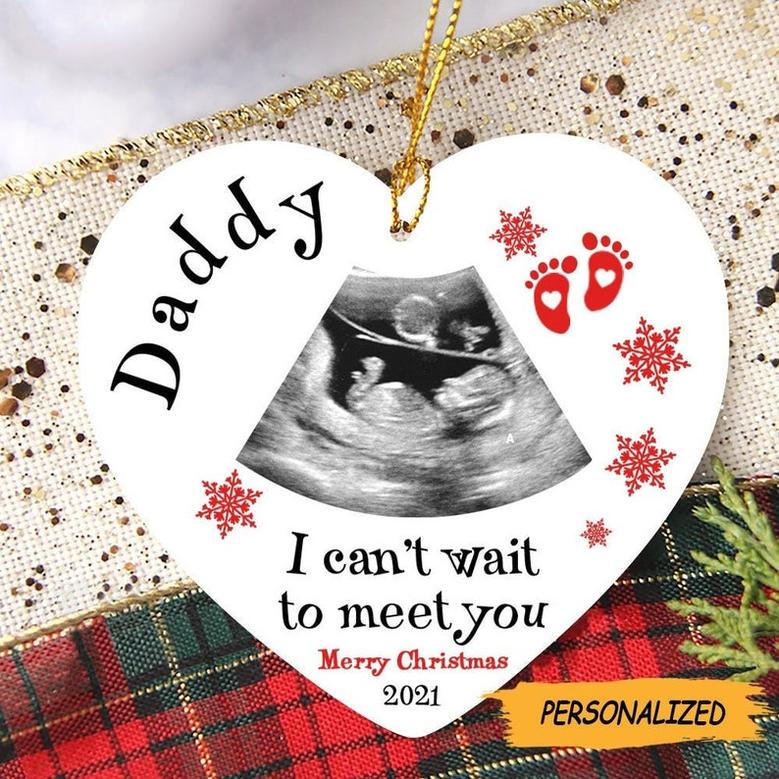 Personalized Christmas Gift For Daddy To Be Can’t Wait To Meet You Ornament, Bump's First Christmas, New Dad Gift, First Time Dad Gift