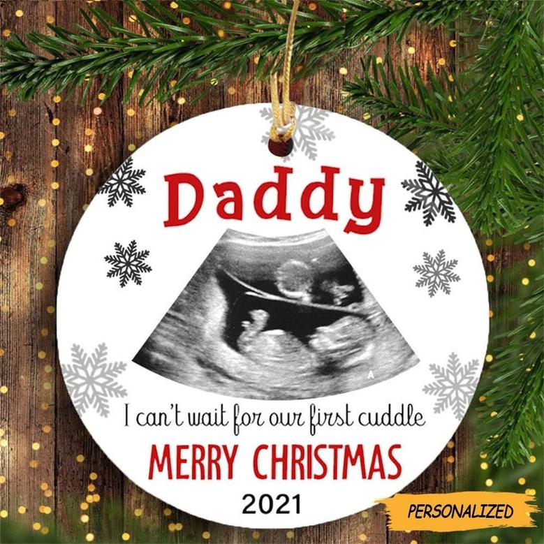 Personalized Christmas Gift For DaddyTo Be First Cuddle Ultrasound Sonogram Ornament, New Dad Gift, First Time Dad Gift, Gift From Bump
