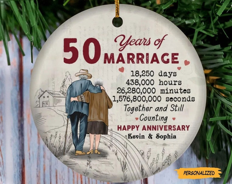 Personalized Custom Couple Anniversary Circle Ornament, Christmas Gift Idea For Wedding Anniversary, Home Decor, Together And Still Counting