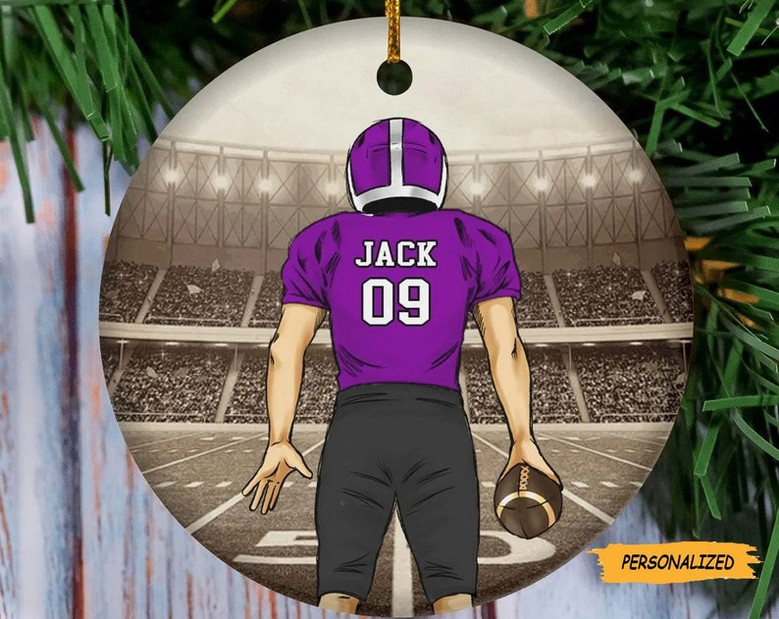 Personalized Custom Football Player Christmas Ornament, Football Season, Birthday Gift For Sons, Grandsons, Boyfriends, US Football Players