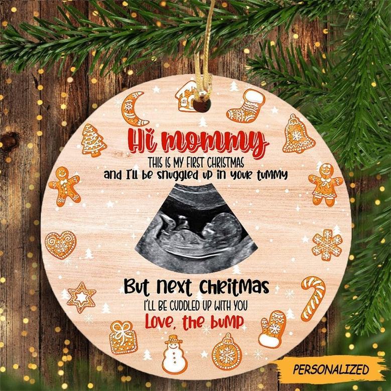 Personalized Gift For Mommy To be Love Kisses And Kicks From Baby Bump Ornament, New Mom Gift, Gift From The Bump, Expecting Mom Gift