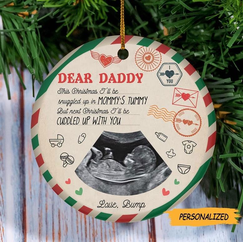 Personalized Letter From The Bump To Expecting Dad Ornament, Christmas Hanging Decoration Ornament, New Dad Gift, Dad To Be Gift