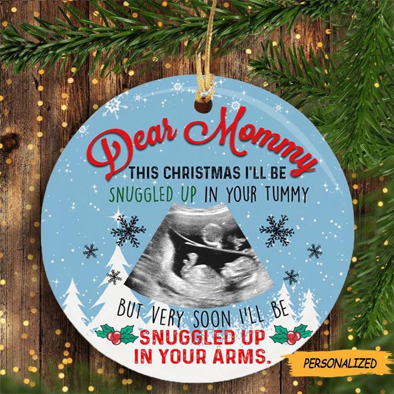 Personalized Sonogram Photo Gift For Future Mom Merry Christmas Mom I Love You Ornament, new mom gift, Bump's First Christmas