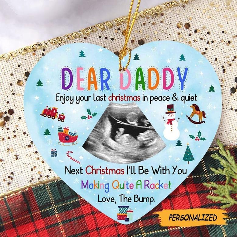Personalized Sonogram Photo Gift For Future Daddy Making Quite A Racket Ornament, Gift From The Bump, New Dad Gift, Dad To Be,Pregnancy Gift