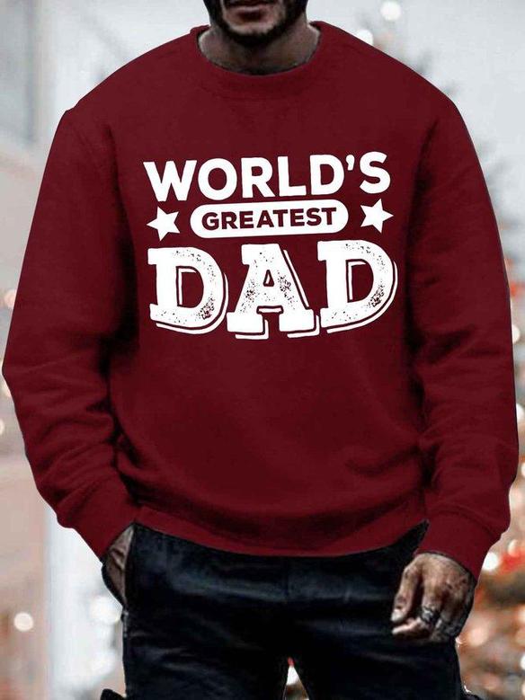 Men's World's Greatest Dad Funny Graphic Print Text Letters Casual -blend Crew Neck Sweatshirt