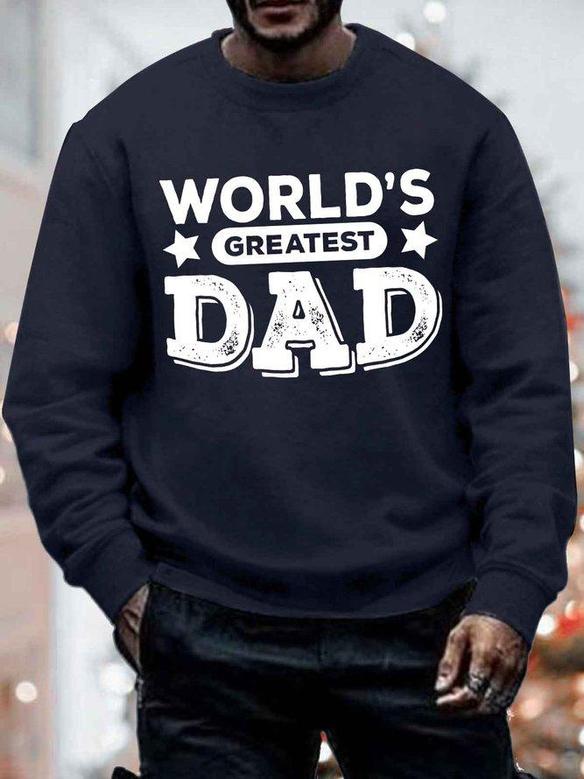 Men's World's Greatest Dad Funny Graphic Print Text Letters Casual -blend Crew Neck Sweatshirt