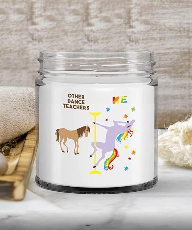 Dance Teacher Gifts Ballet Teacher Rainbow Unicorn Candle 9 oz Vanilla Scented
