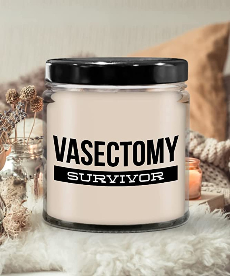Vasectomy Gift, Vasectomy Gifts, Vasectomy Humor, I Survived Vasectomy, Vasectomy Survivor 9 oz Vanilla Scented Soy Candle