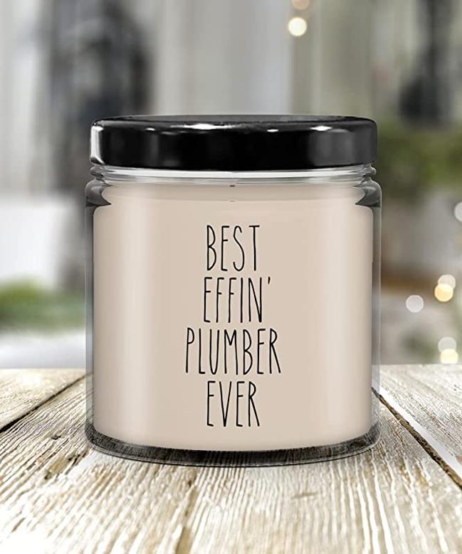 Gift for Plumber Best Effin' Plumber Ever Candle 9oz Vanilla Scented Soy Wax Blend Candles Funny Coworker Gifts