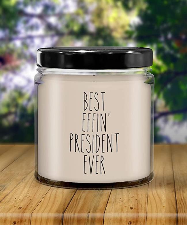 Gift for President Best Effin' President Ever Candle 9oz Vanilla Scented Soy Wax Blend Candles Funny Coworker Gifts