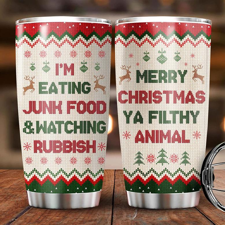 Christmas Gifts for Men Women, Merry Christmas Ya Filthy Animal Tumbler Cup, Christmas Movie Coffee Mug, Xmas Birthday Gifts for Dad, Mother, Daughter, Son