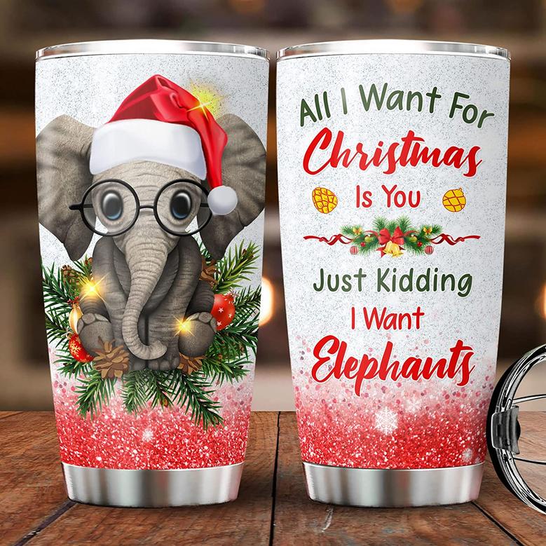 Elephant Christmas Gift for Women - Cute Elephant Tumbler Cup - Wild Animal Xmas Coffee Mug - Birthday Christmas Gifts for Elephant Lover - Christmas Gift Idea for Her Mother Daughter Grandma
