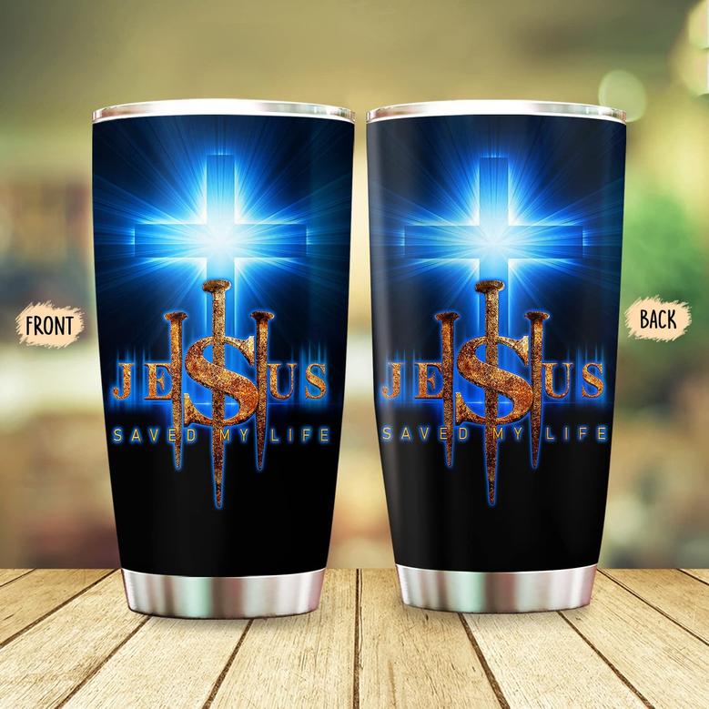 Jesus is My Savior Jesus Saved My Life God Bible Tumbler-Christian Gifts For Husband Wife, Christmas Gifts, Birthday gifts for Men Women Dad Mom Husband Papa, 20oz Tumbler Stainless Steel with Lid