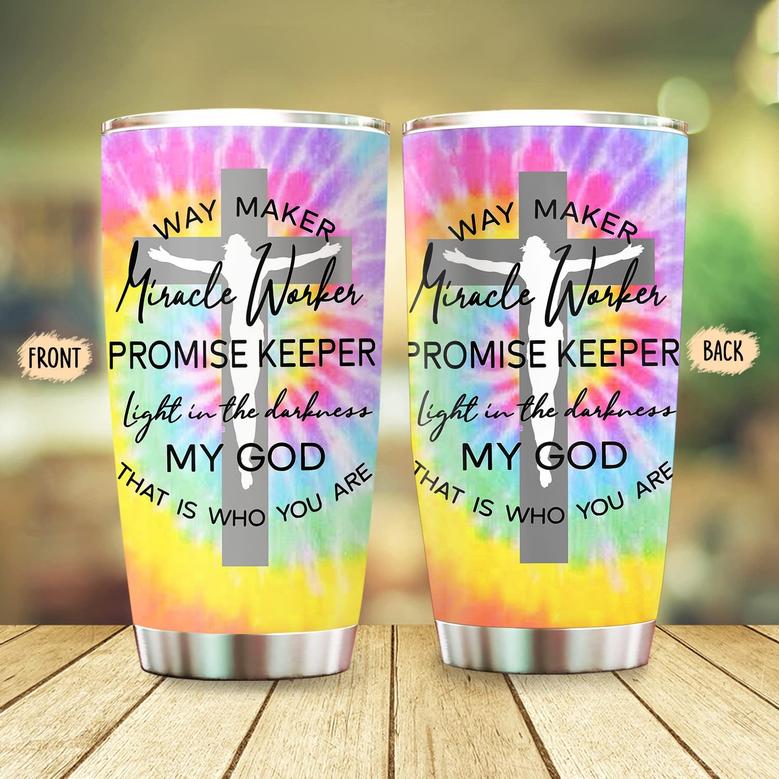 Waymaker Miracle Worker Promise Keeper My God Bible Tumbler-Christian Gifts for Women Mom Wife, Christmas Gifts, Birthday gifts for Women Mom Wife Mama, 20oz Stainless Steel Tumbler Cup with Lid