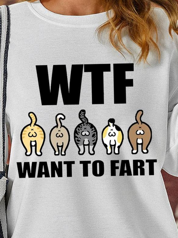 Wtf Cat What The Fart Womens Sweatshirt