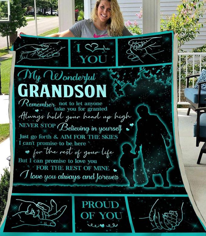 Gift Blanket For Grandson- To My Wonderful Grandson Gift from Grandma Grandpa