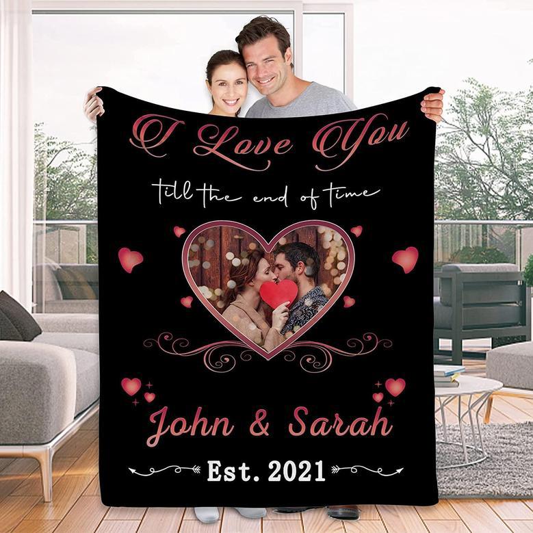 Custom Anniversary Blanket with Name Picture & Date for Wife, Personalized Gifts for Wife, Custom Blanket Couple, for Couple, to My Wife Blanket