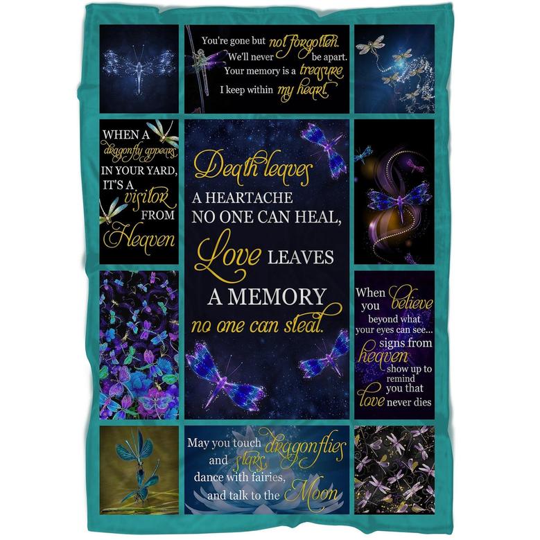 Memorial Blanket - May You Touch Dragonflies And Stars Fleece Blanket Home Decor Bedding Couch Sofa Soft And Comfy Cozy, Memorial Gift