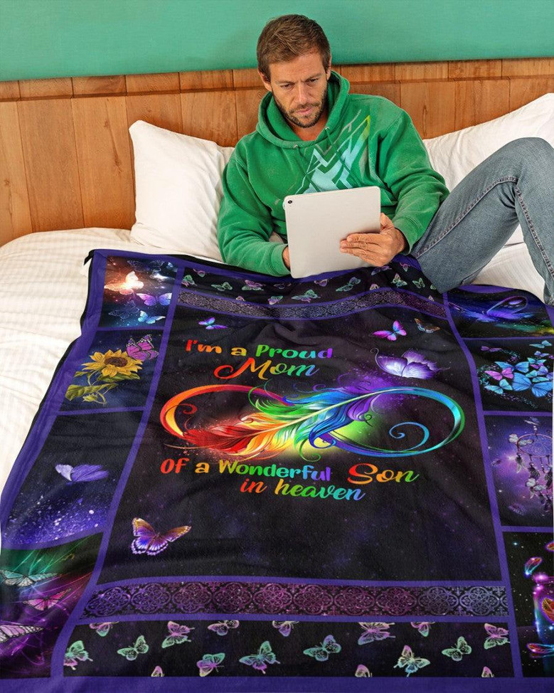 Memorial Blanket - Memorial Blanket, I'm A Proud Mom Of A Wonderful Son In Heaven Fleece Blanket