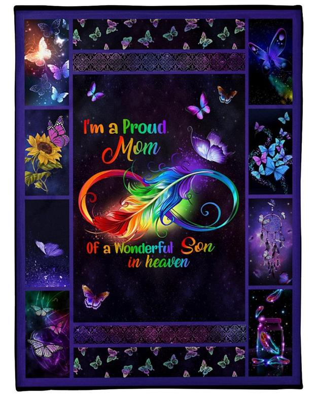 Memorial Blanket - Memorial Blanket, I'm A Proud Mom Of A Wonderful Son In Heaven Fleece Blanket