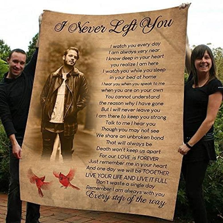 Memorial Blanket - Personalized Memorial Blanket,I Never Left You Cardinal Blanket,Meaningful Remembrance Fleece Throw, Deepest Grief Sympathy Gift for Loss of Son, Mother, Father, Husband