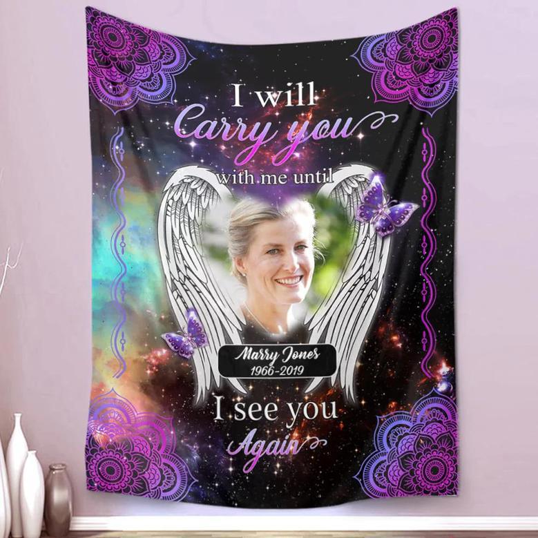 Memorial Blanket - Until I See You Again Personalized Photo Blanket Memorial