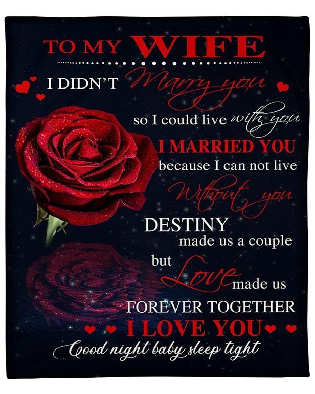 Personalized Blanket To My Wife I Didn'T Marry You So I Could Live With You, Gift For Wife Husband, Wedding Fleece Blanket